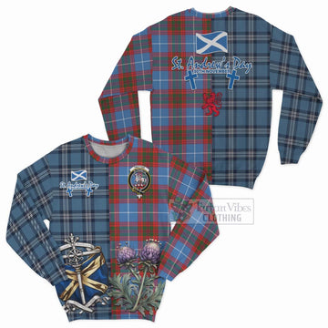 Trotter Tartan Sweatshirt Happy St. Andrew's Day Half Tartan Style Unisex - Tartan Vibes Clothing