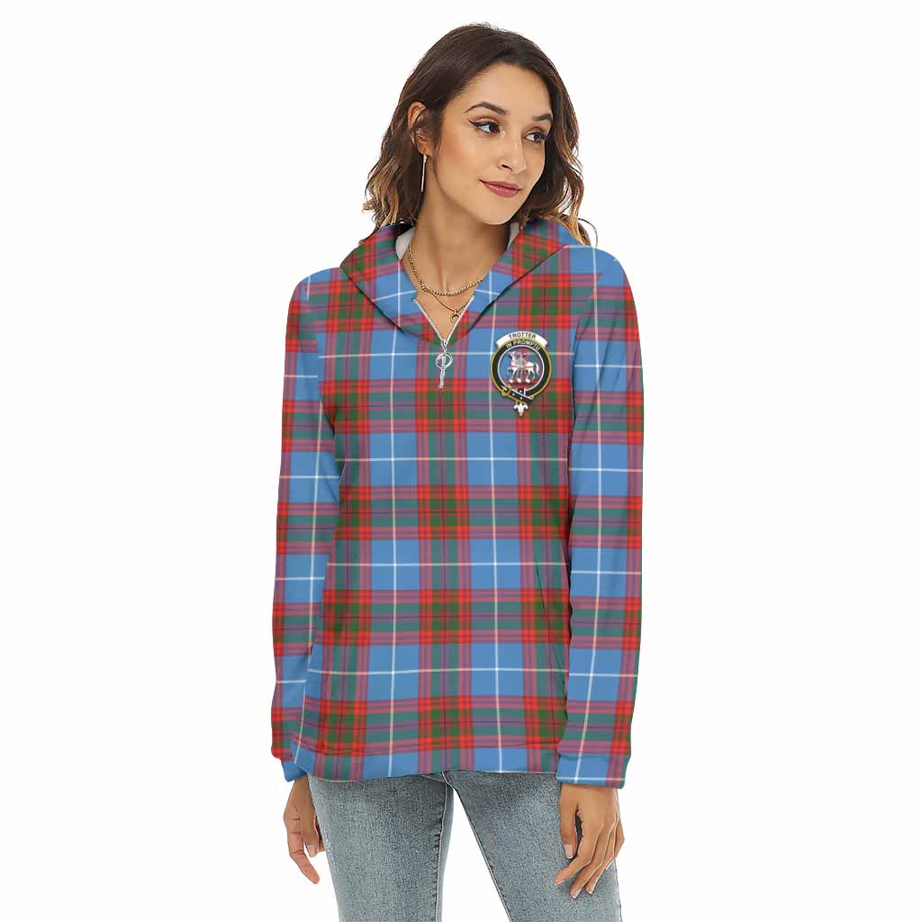 Tartan Vibes Clothing Trotter Tartan Crest Women's Borg  Half Zip Fleece Hoodie