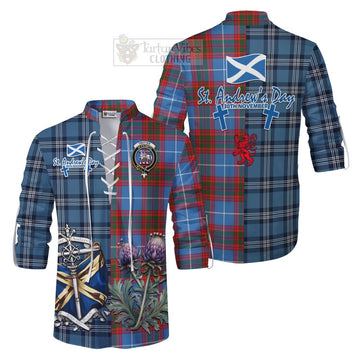 Trotter Tartan Ghillie Kilt Shirt Happy St. Andrew's Day Half Tartan Style Men - Tartan Vibes Clothing