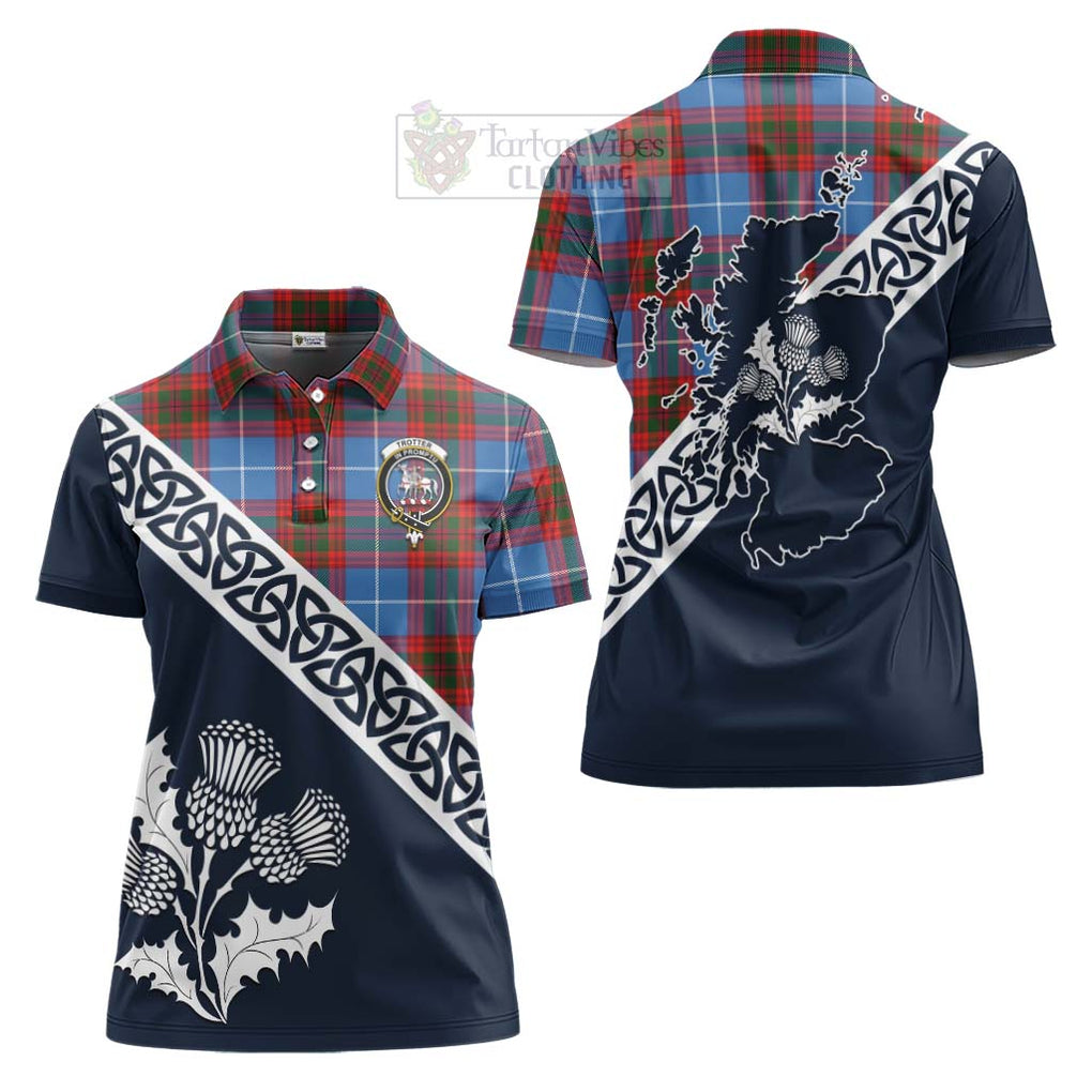 Trotter Tartan Women's Polo Shirt Featuring Thistle and Scotland Map Women - Tartanvibesclothing Store