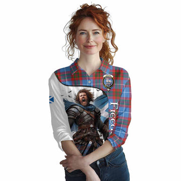 Tartan Vibes Clothing Trotter Crest Tartan Women's Casual Shirt Inspired by the Freedom of Scottish Warrior