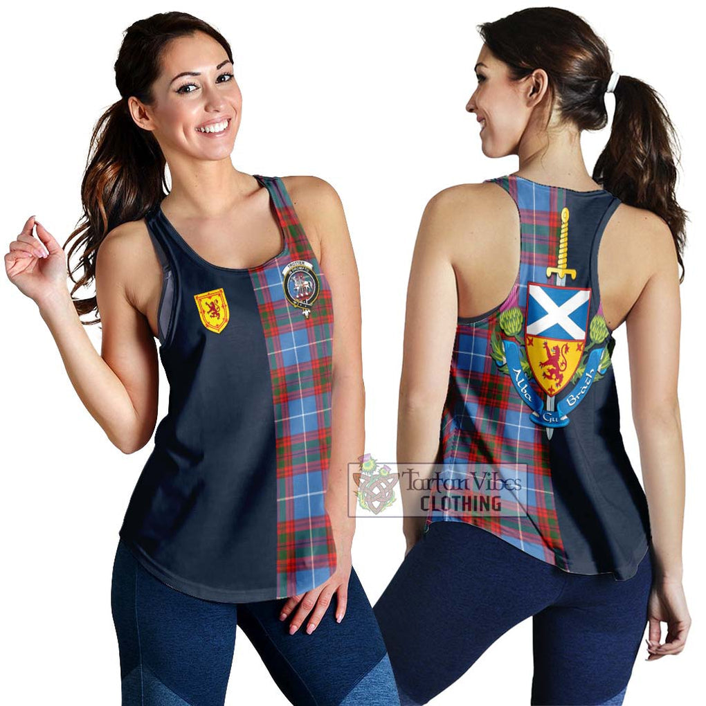 Trotter Tartan Women's Racerback Tanks Alba with Scottish Lion Royal Arm Half Style 4XL - Tartan Vibes Clothing