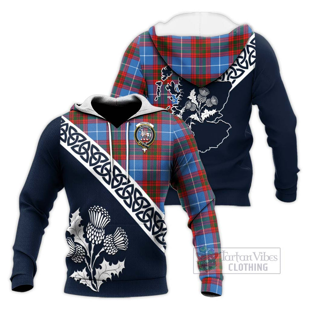 Trotter Tartan Knitted Hoodie Featuring Thistle and Scotland Map Unisex Knitted Pullover Hoodie - Tartan Vibes Clothing