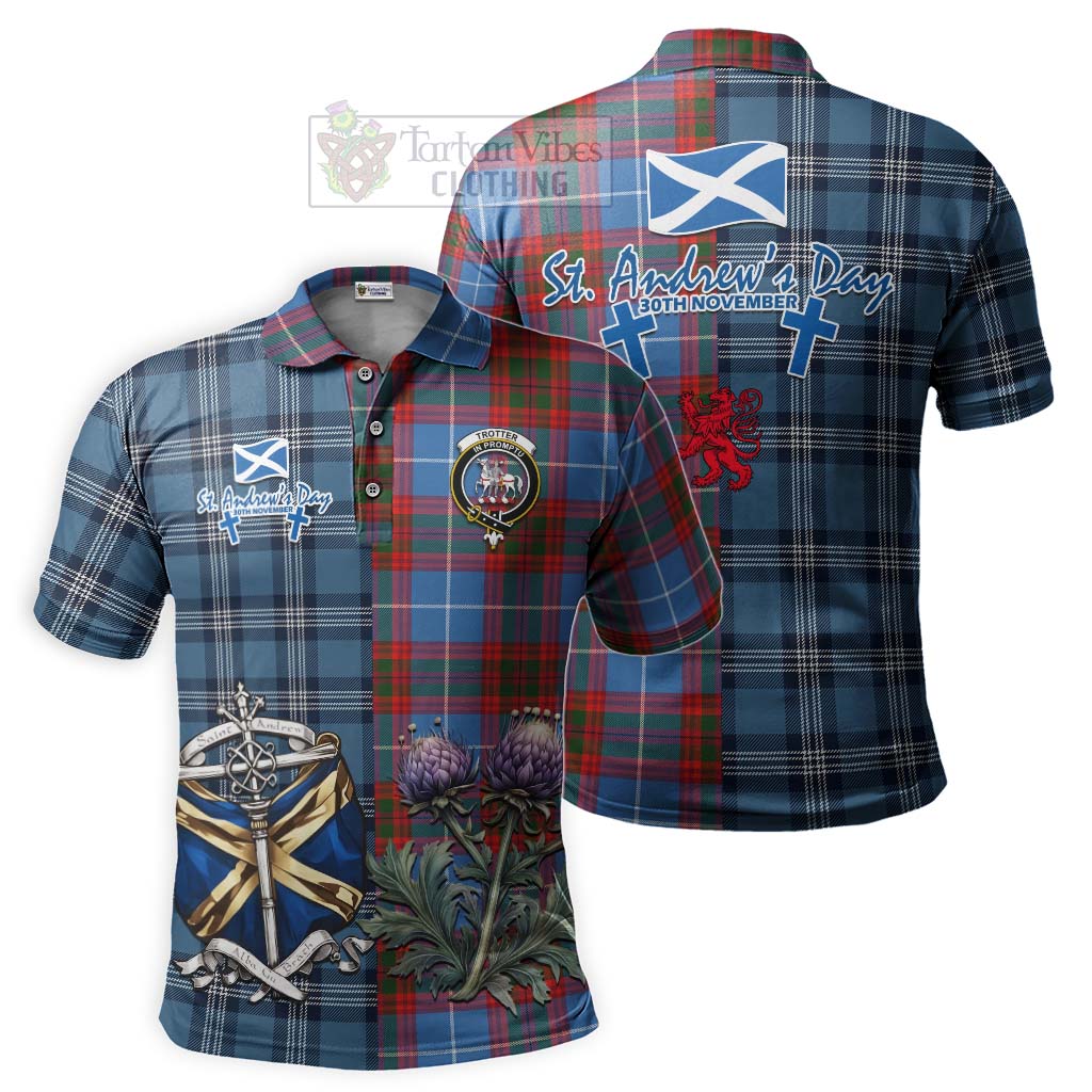 Trotter Tartan Polo Shirt Happy St. Andrew's Day Half Tartan Style Kid - Tartan Vibes Clothing