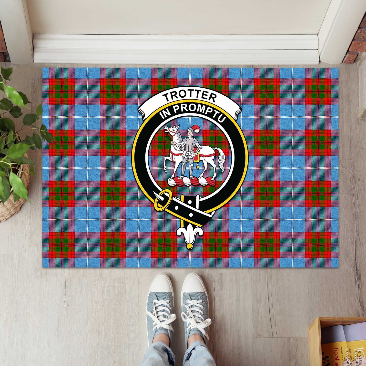 Trotter Tartan Rubber Doormat with Family Crest L 60*90cm - Tartan Vibes Clothing
