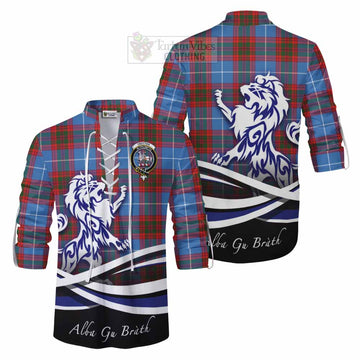 Trotter Tartan Ghillie Kilt Shirt with Alba Gu Brath Regal Lion Emblem Men - Tartan Vibes Clothing