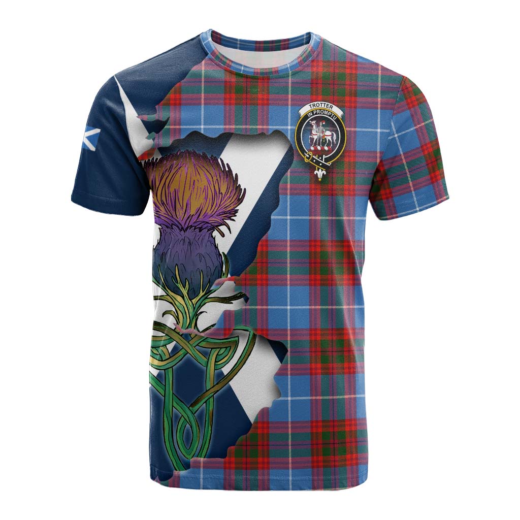 Tartan Vibes Clothing Trotter Tartan Family Crest Cotton T-shirt Scottish Thistle Celtic Inspired