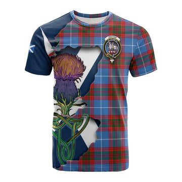 Tartan Vibes Clothing Trotter Tartan Family Crest Cotton T-shirt Scottish Thistle Celtic Inspired
