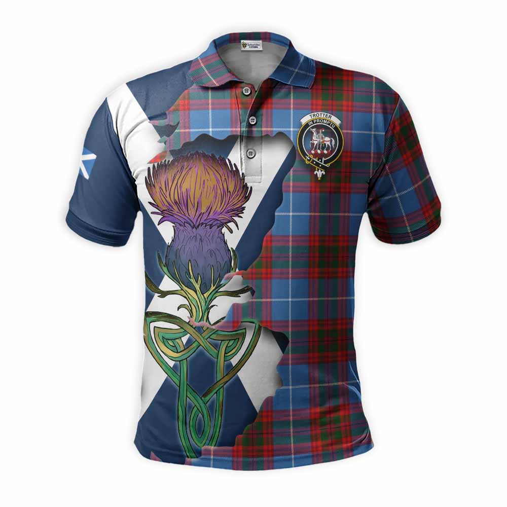 Tartan Vibes Clothing Trotter Tartan Family Crest Polo Shirt Scottish Thistle Celtic Inspired