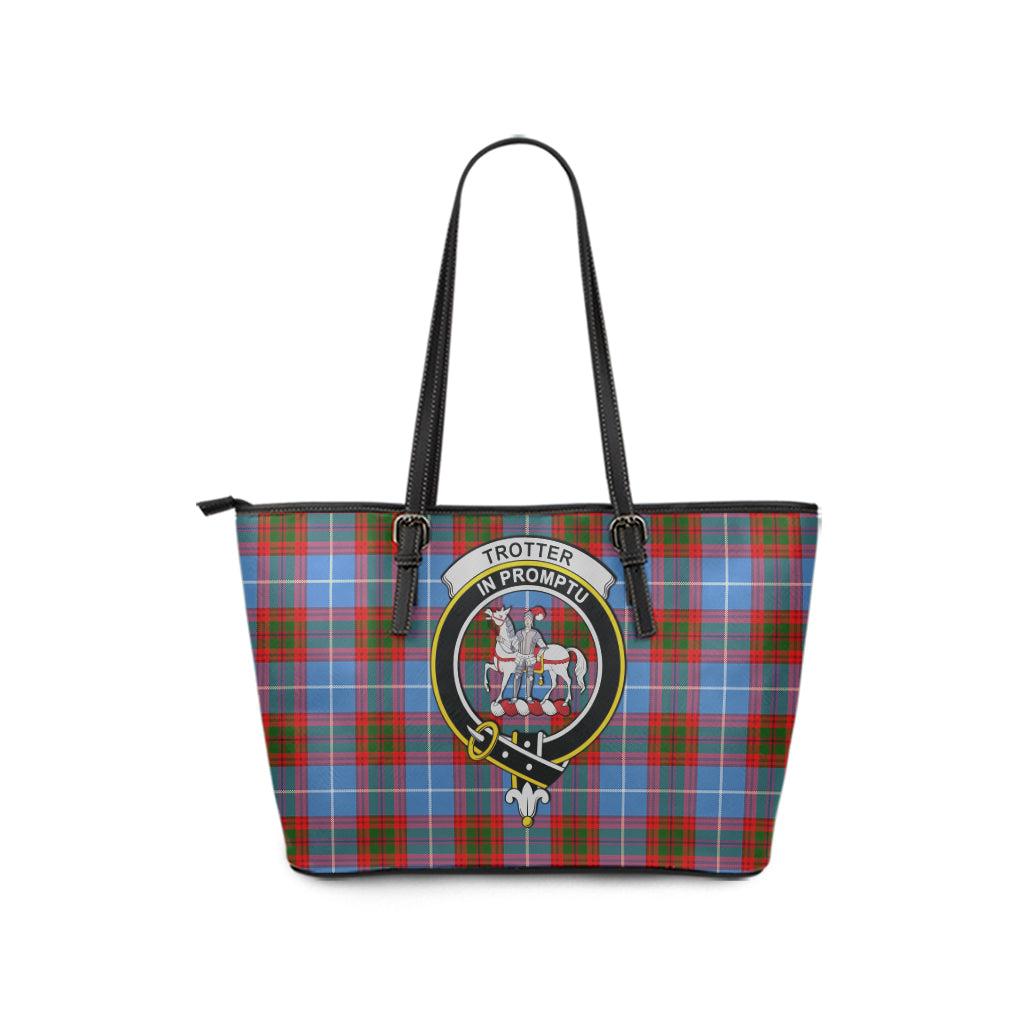 Trotter Tartan Leather Tote Bag with Family Crest - Tartan Vibes Clothing