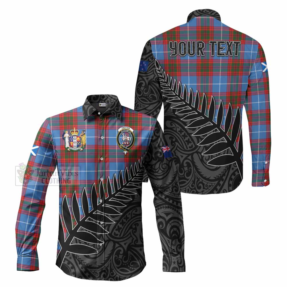 Trotter Crest Tartan Long Sleeve Button Shirt with New Zealand Silver Fern Half Style Men's Shirt S - Tartan Vibes Clothing