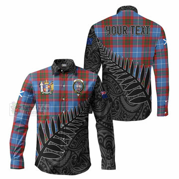 Trotter Crest Tartan Long Sleeve Button Shirt with New Zealand Silver Fern Half Style Men's Shirt S - Tartan Vibes Clothing