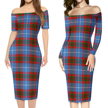 Trotter Tartan Off Shoulder Lady Dress Women's Dress - Tartan Vibes Clothing