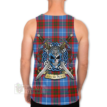 Trotter Tartan Men's Tank Top with Family Crest Celtic Skull Style Men - Tartan Vibes Clothing