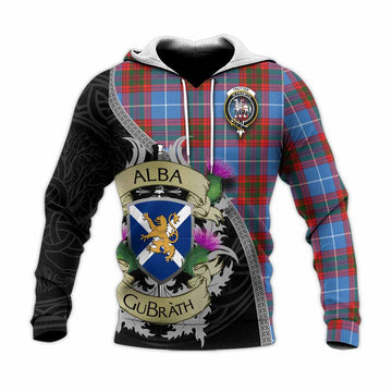 Trotter Tartan Family Crest Knitted Hoodie Lion Rampant Royal Thistle Shield Celtic Inspired Unisex Knitted Pullover Hoodie - Tartan Vibes Clothing