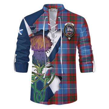 Tartan Vibes Clothing Trotter Tartan Family Crest Ghillie Kilt Shirt Scottish Thistle Celtic Inspired