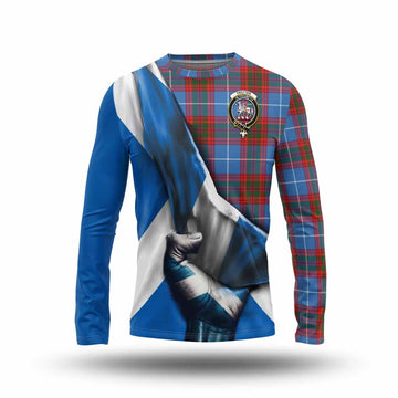Trotter Tartan Long Sleeve T-Shirt with Family Crest Scotland Patriotic Style Unisex - Tartan Vibes Clothing