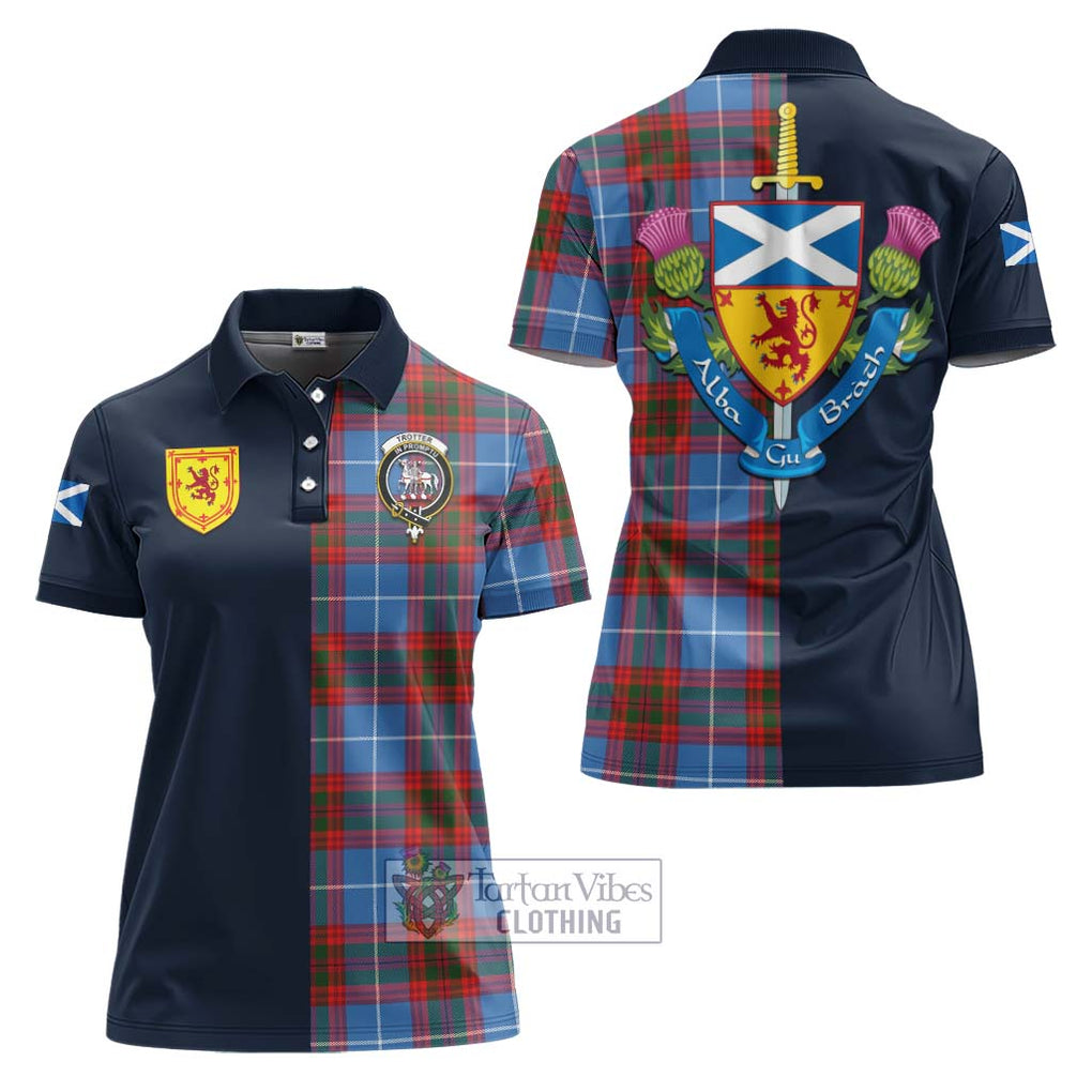 Trotter Tartan Women's Polo Shirt Alba with Scottish Lion Royal Arm Half Style Women - Tartan Vibes Clothing