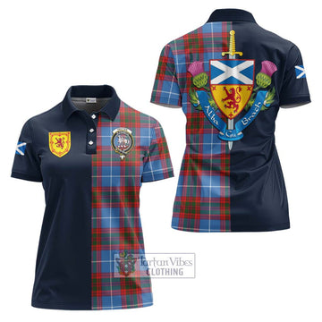 Trotter Tartan Women's Polo Shirt Alba with Scottish Lion Royal Arm Half Style Women - Tartan Vibes Clothing