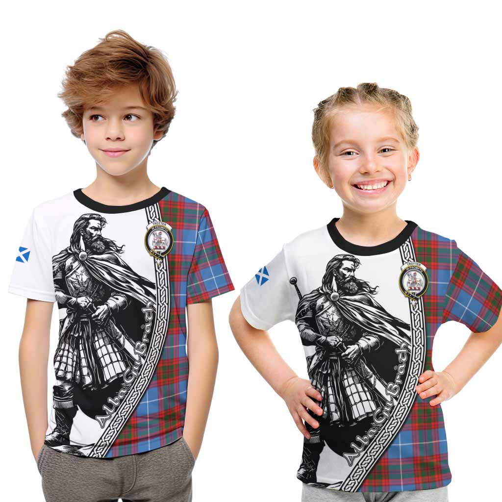 Trotter Tartan Clan Crest Kid T-Shirt with Highlander Warrior Celtic Style Youth XL Size14 - Tartan Vibes Clothing