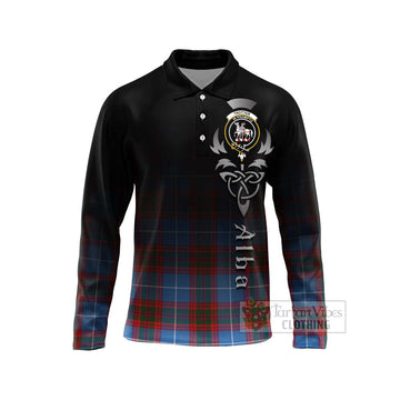Trotter Tartan Long Sleeve Polo Shirt Featuring Alba Gu Brath Family Crest Celtic Inspired Unisex - Tartan Vibes Clothing