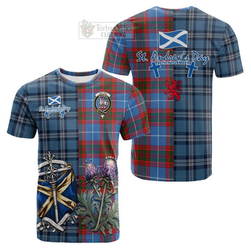 Trotter Tartan Cotton T-shirt Happy St. Andrew's Day Half Tartan Style Kid's Shirt - Tartan Vibes Clothing