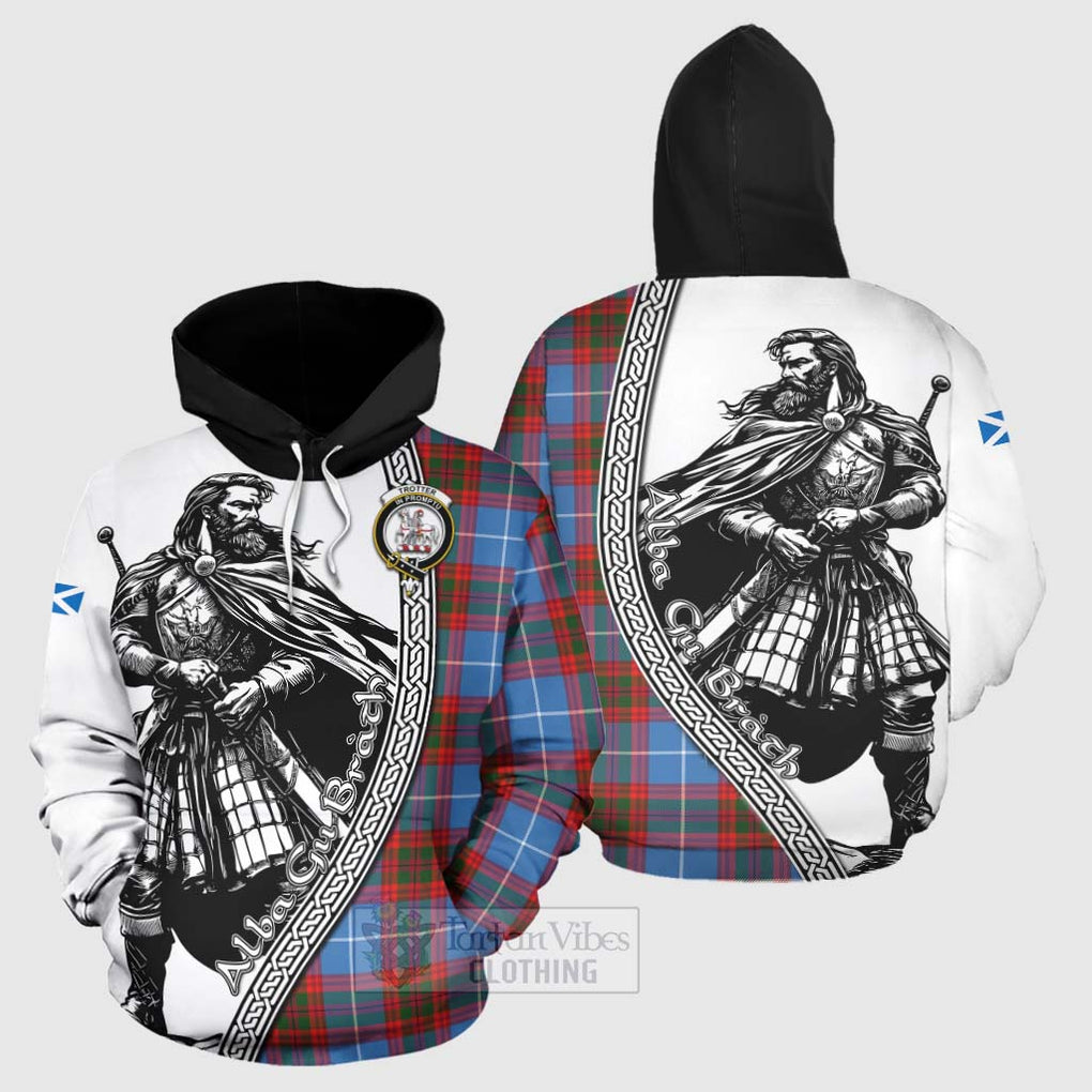Trotter Tartan Clan Crest Hoodie with Highlander Warrior Celtic Style Zip Hoodie - Tartan Vibes Clothing