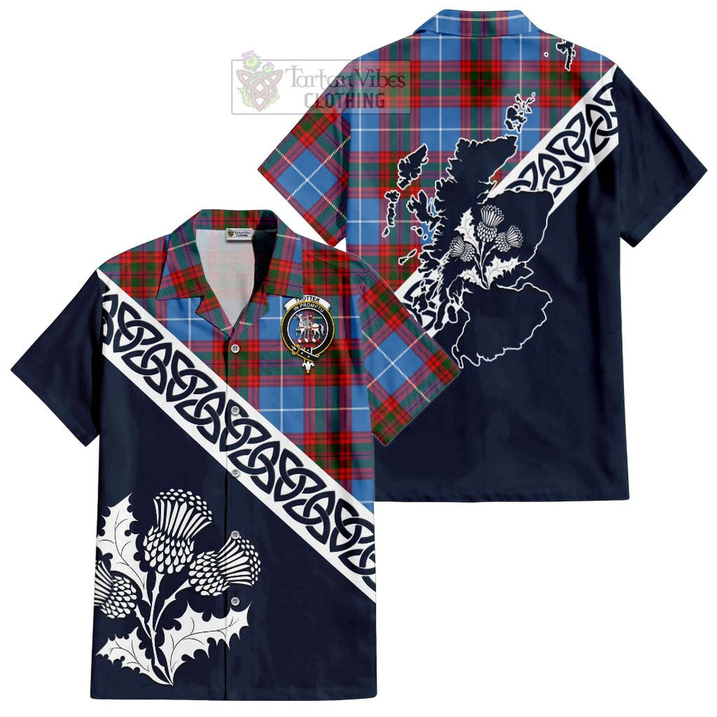 Trotter Tartan Hawaiian Shirt Featuring Thistle and Scotland Map Kid - Tartan Vibes Clothing