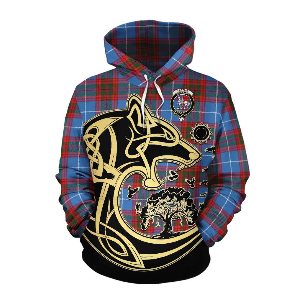 Trotter Tartan Cotton Hoodie with Family Crest Celtic Wolf Style Pullover Hoodie XS - Tartan Vibes Clothing