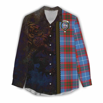 Trotter Tartan Family Crest Women's Casual Shirt Alba Gu Brath Be Brave Lion Ancient Style Female - Tartan Vibes Clothing