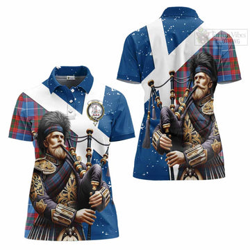 Trotter Tartan Women's Polo Shirt with Family Crest Scottish Bagpiper Vibes Women - Tartan Vibes Clothing