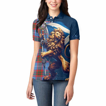 Trotter Tartan Family Crest Women's Polo Shirt with Scottish Majestic Lion Women - Tartan Vibes Clothing