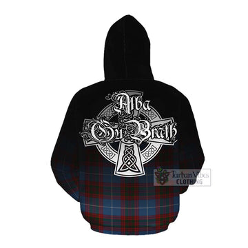 Tartan Vibes Clothing Trotter Tartan Cotton Hoodie Featuring Alba Gu Brath Family Crest Celtic Inspired