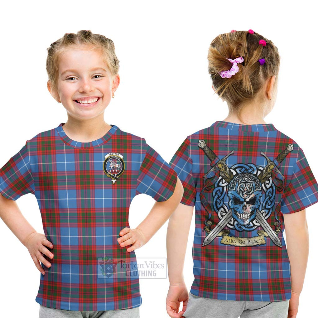 Trotter Tartan Kid T-Shirt with Family Crest Celtic Skull Style - Tartan Vibes Clothing