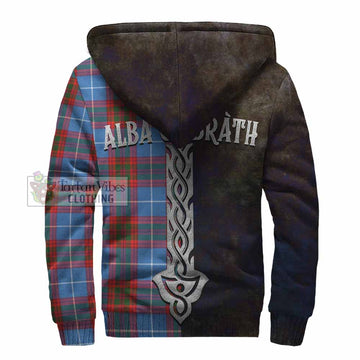 Tartan Vibes Clothing Trotter Tartan Family Crest Sherpa Hoodie Alba Gu Brath Be Brave Lion Ancient Style
