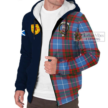 Trotter Tartan Sherpa Hoodie Alba with Scottish Lion Royal Arm Half Style - Tartan Vibes Clothing