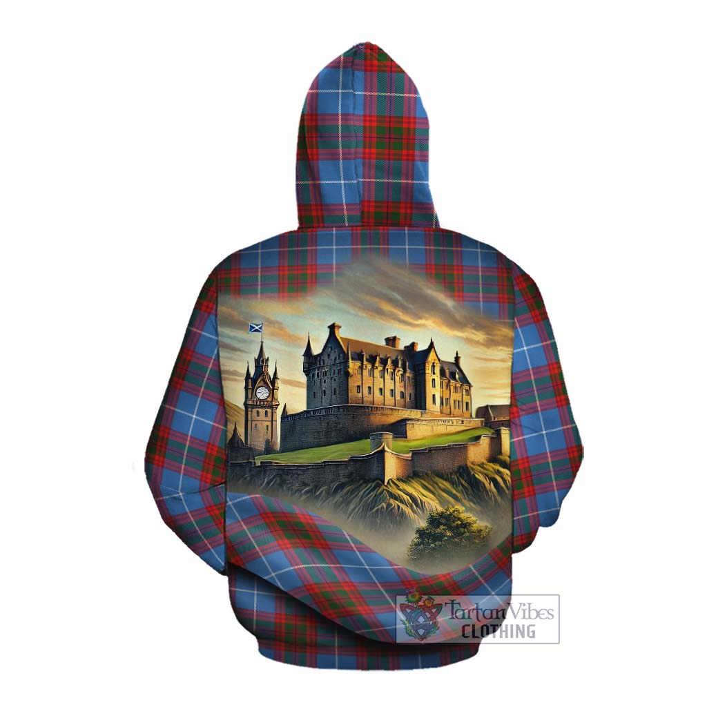 Trotter Tartan Family Crest Cotton Hoodie with Scottish Ancient Castle Style Pullover Hoodie - Tartan Vibes Clothing