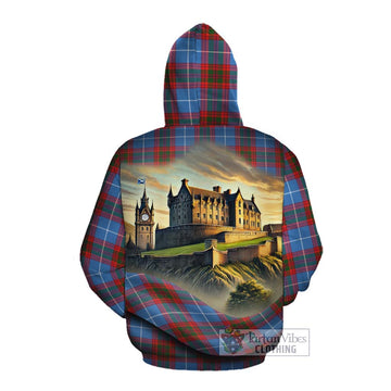 Trotter Tartan Family Crest Cotton Hoodie with Scottish Ancient Castle Style Pullover Hoodie - Tartan Vibes Clothing