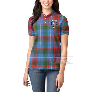 Trotter Tartan Women's Polo Shirt with Family Crest and Bearded Skull Holding Bottles of Whiskey - Tartan Vibes Clothing
