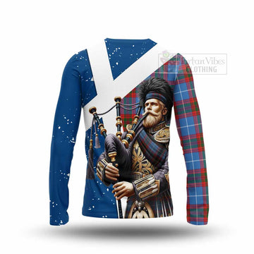 Trotter Tartan Long Sleeve T-Shirt with Family Crest Scottish Bagpiper Vibes - Tartan Vibes Clothing