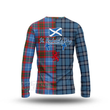 Trotter Tartan Long Sleeve T-Shirt Happy St. Andrew's Day Half Tartan Style - Tartan Vibes Clothing