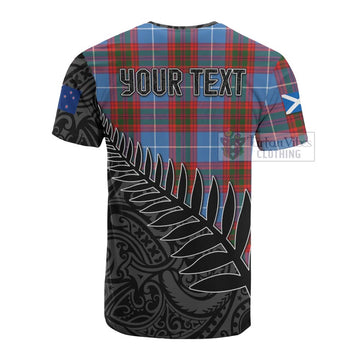 Trotter Crest Tartan Cotton T-shirt with New Zealand Silver Fern Half Style - Tartan Vibes Clothing