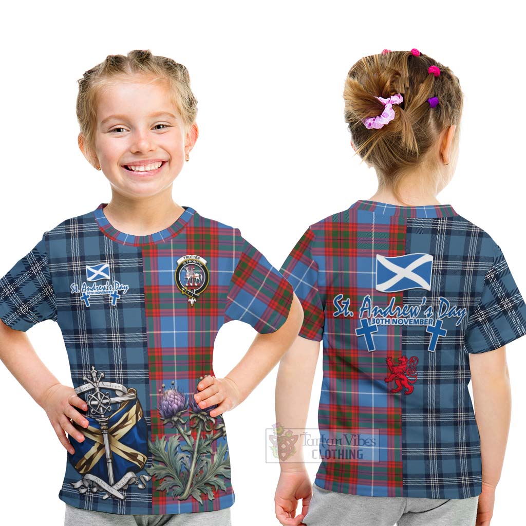 Trotter Tartan Kid T-Shirt Happy St. Andrew's Day Half Tartan Style - Tartan Vibes Clothing