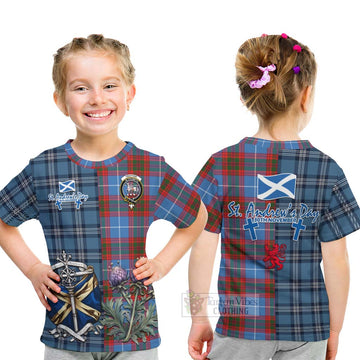 Trotter Tartan Kid T-Shirt Happy St. Andrew's Day Half Tartan Style - Tartan Vibes Clothing