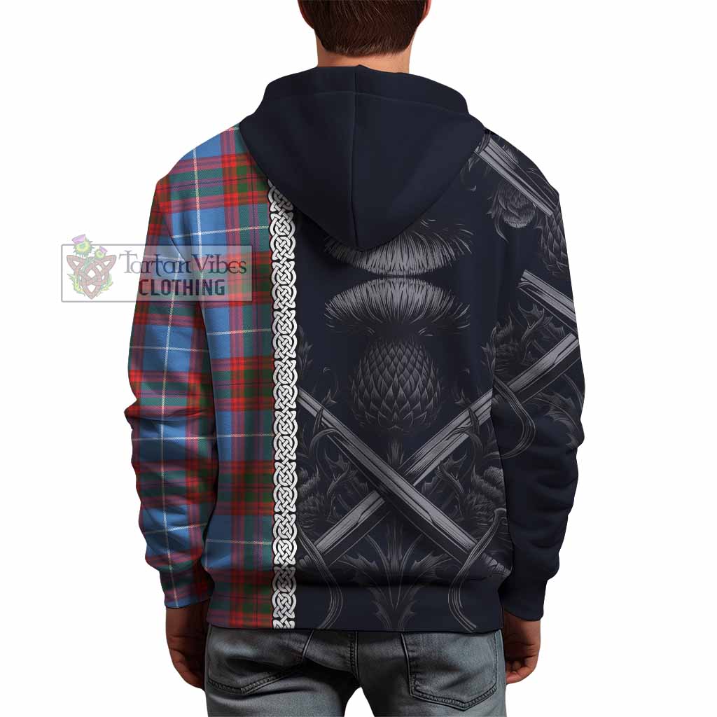 Trotter Tartan Hoodie with Family Crest Cross Sword Thistle Celtic Vibes - Tartan Vibes Clothing