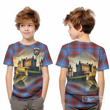 Trotter Tartan Family Crest Kid T-Shirt with Scottish Ancient Castle Style - Tartan Vibes Clothing