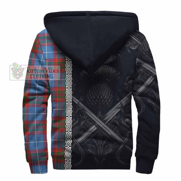 Trotter Tartan Sherpa Hoodie with Family Crest Cross Sword Thistle Celtic Vibes - Tartan Vibes Clothing
