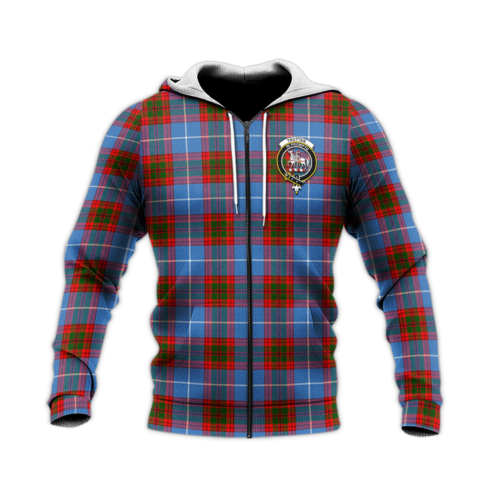 Trotter Tartan Knitted Hoodie with Family Crest Unisex Knitted Zip Hoodie - Tartan Vibes Clothing