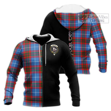 Trotter Tartan Knitted Hoodie with Family Crest and Half Of Me Style Unisex Knitted Zip Hoodie - Tartan Vibes Clothing