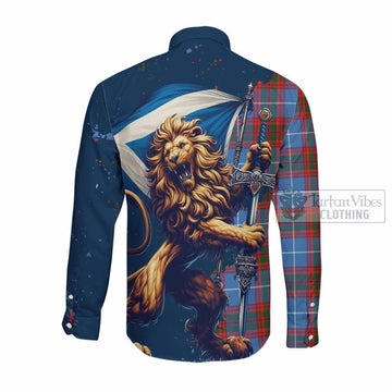 Trotter Tartan Family Crest Long Sleeve Button Shirt with Scottish Majestic Lion Men's Shirt - Tartan Vibes Clothing